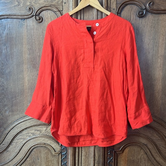 J.Crew 100% Linen Tunic Shirt in Brilliant Sunset - Picture 4 of 13
